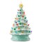 Casafield Hand Painted Ceramic Christmas Tree, Seafoam Green Snow Flocked 15-Inch Pre-Lit Tree with 128 Multi Color Lights and 2 Star Toppers